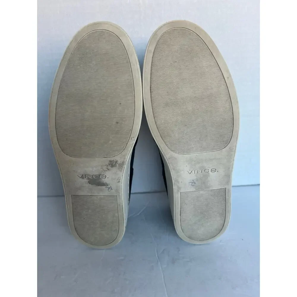 Vince‎ Warren Black Suede White Platform Round Toe Slip On Skate Sneaker Shoes 7